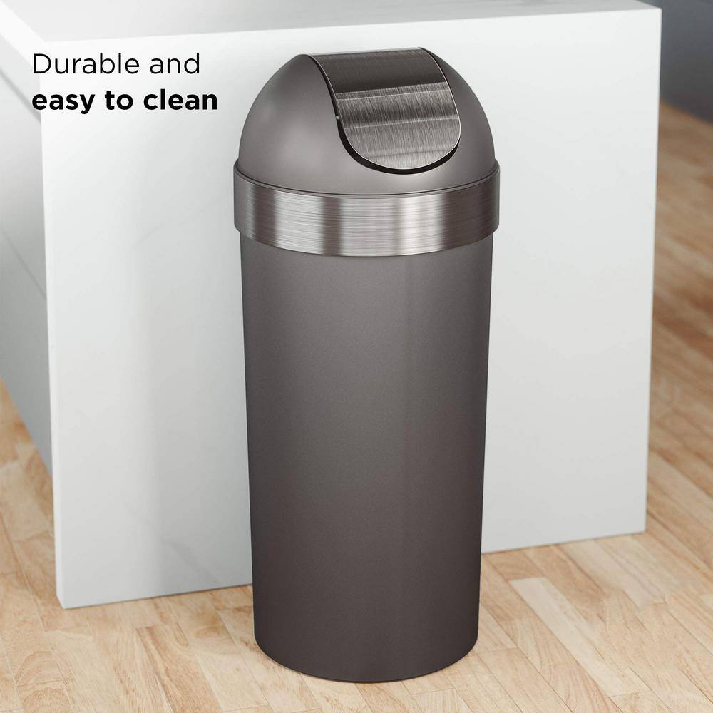 Swing-Top 16.5-Gal. Kitchen Trash Large Garbage Can for Indoor Outdoor or Commercial Use Pewter PU7MQG9N1Y