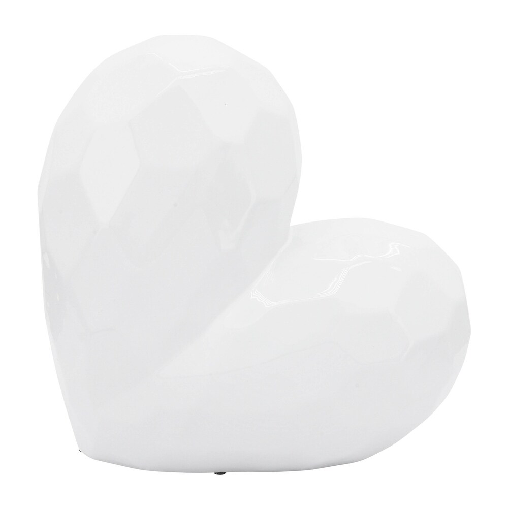 Creative Abstract Ceramic Heart Sculpture  Room  Office Decor or Gift  White  11 L x 6 W x 11 H   11\