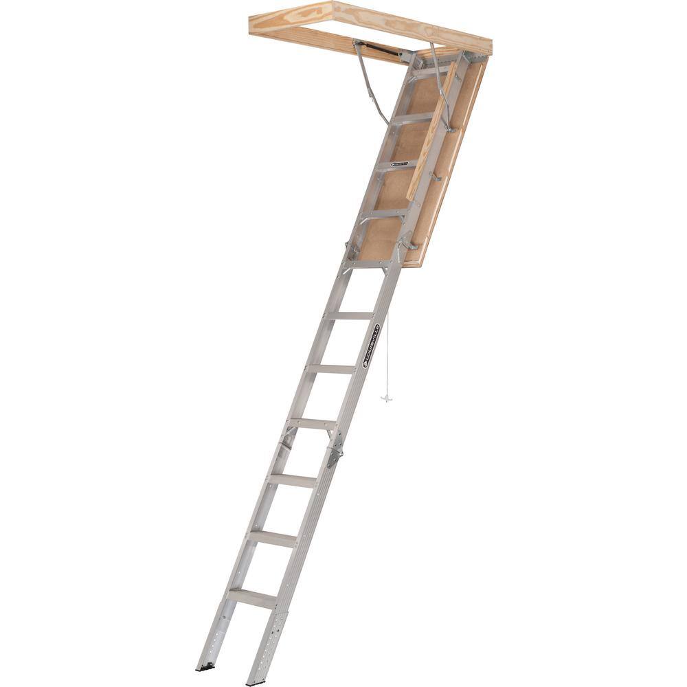 Louisville Ladder 7 ft. 8 in. to 10 ft. 3 in. 22.5 in. x 54 in. Aluminum Attic Ladder with 375 lbs. Maximum Load Capacity AA2210I