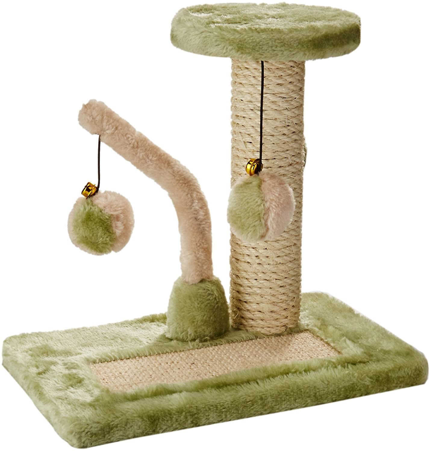 Penn-Plax Sisal Scratching Pad and Tower Cat Toy with Hanging Toys and Sisal Post