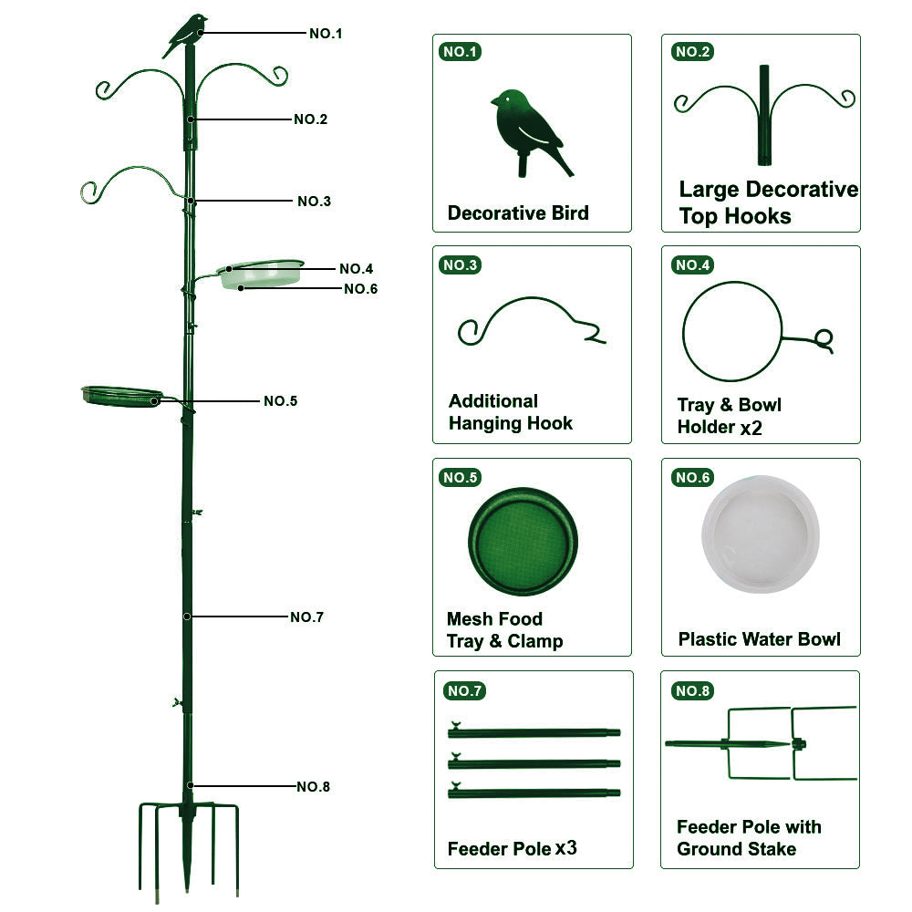 YANZ Bird Feeder Pole， Premium Bird Feeder Stand Outside，Bird Feeding Station Outdoors， 72.8