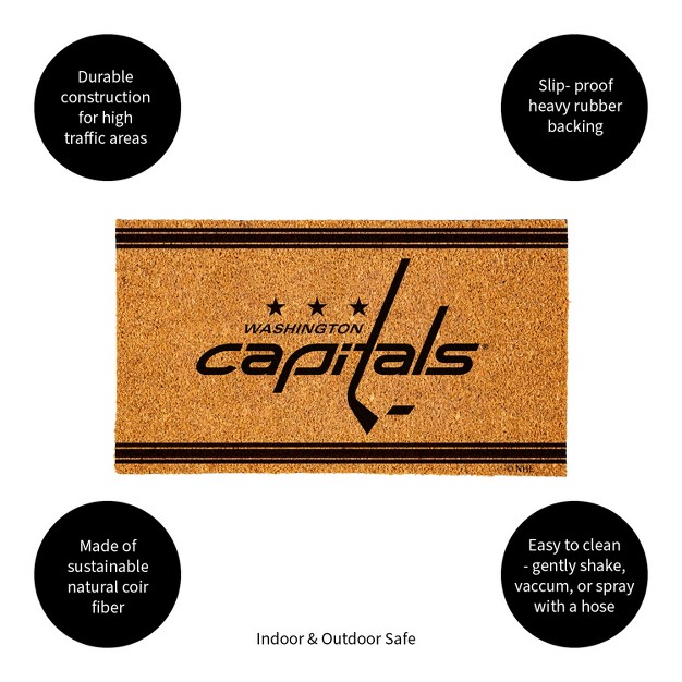 Evergreen Washington Capitals Logo Turf Mat Brown 28 X 16 Inches Indoor Outdoor Doormat