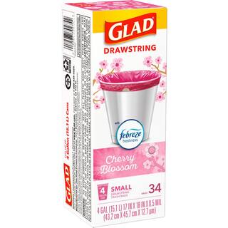 Glad 4 Gal. Cherry Blossom Drawstring OS Trash Bags (34-Count) 1258779274