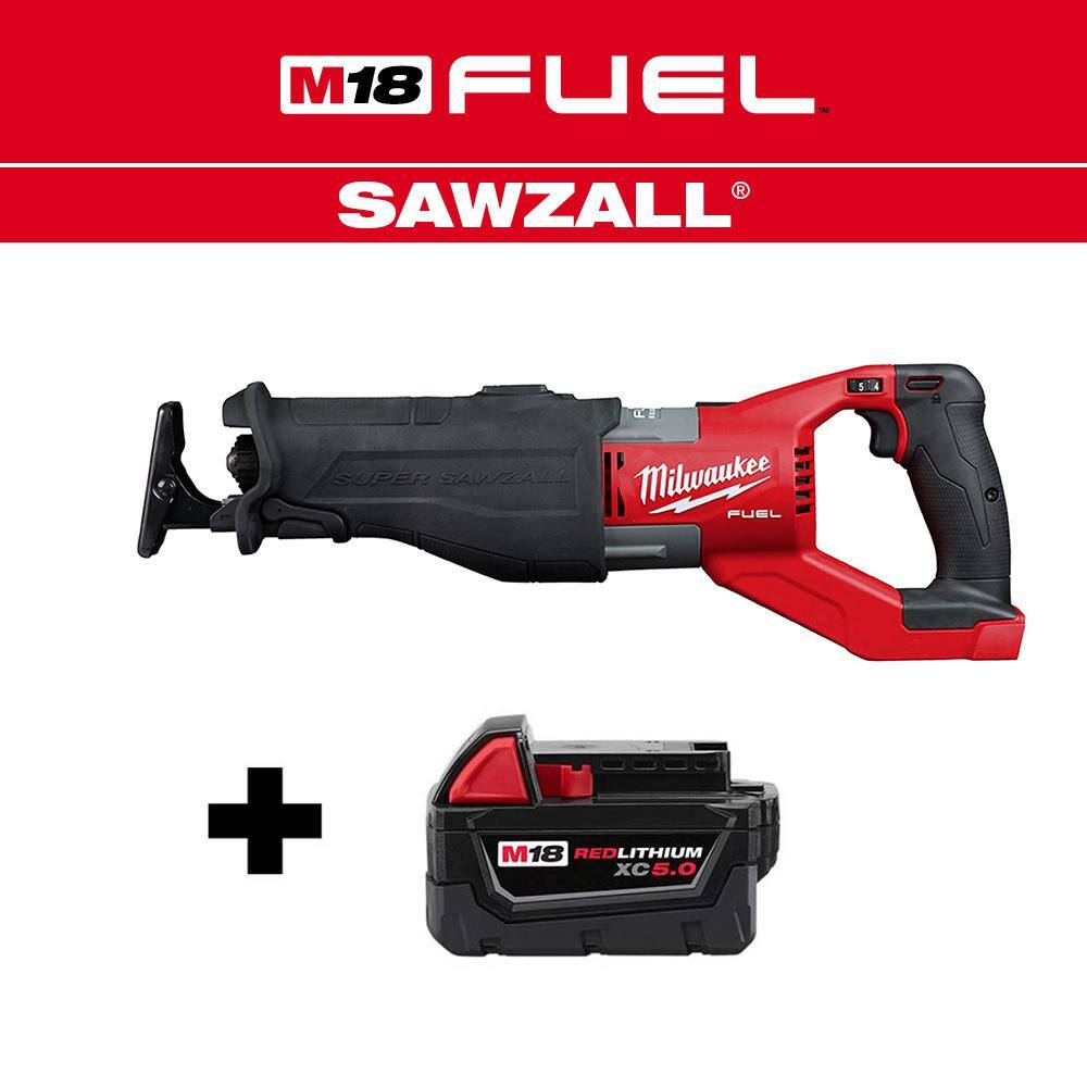 MW M18 FUEL 18V Lithium-Ion Brushless Cordless SUPER SAWZALL Orbital Reciprocating Saw with M18 5.0 Ah Battery 2722-20-48-11-1850