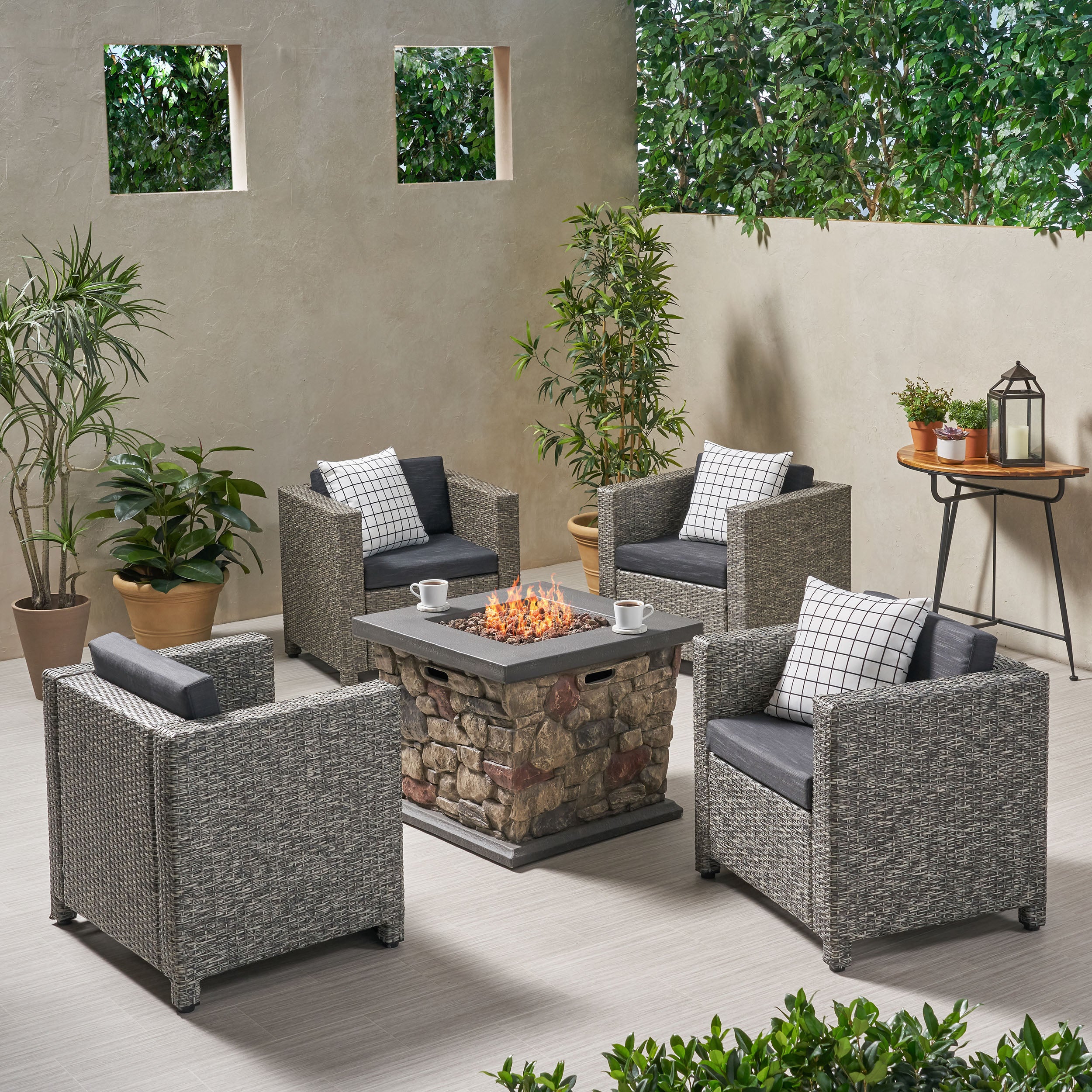 Venice 4-Seater Outdoor Fire Pit Chat Set