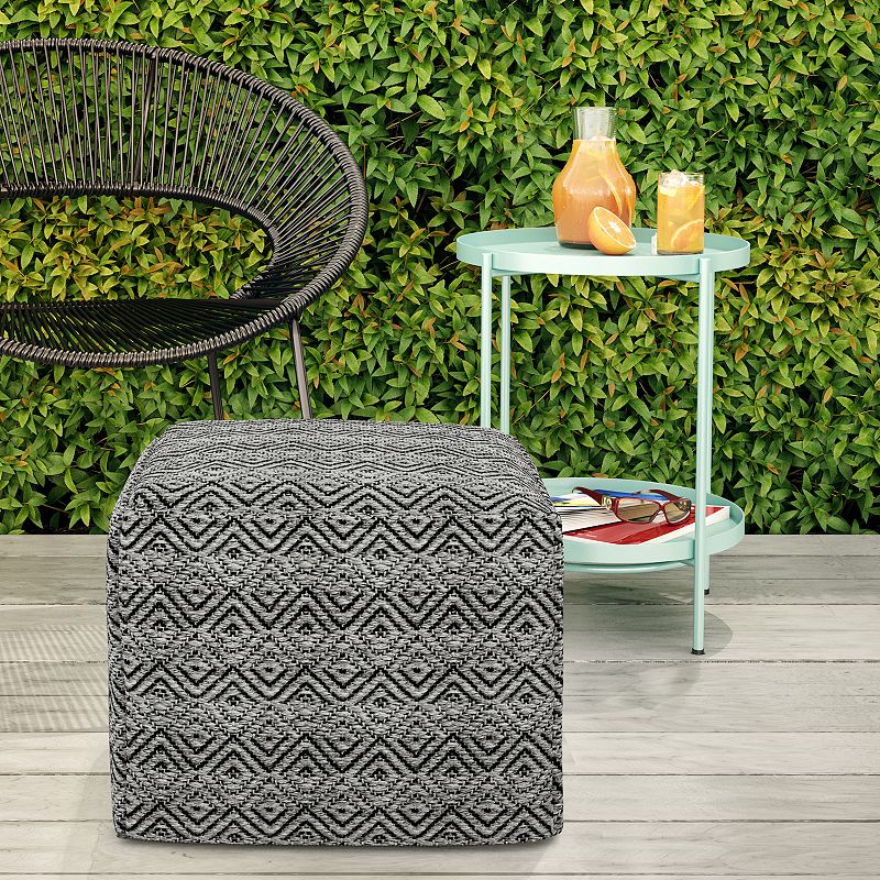 Simpli Home Hendrik Square Woven Indoor / Outdoor Pouf