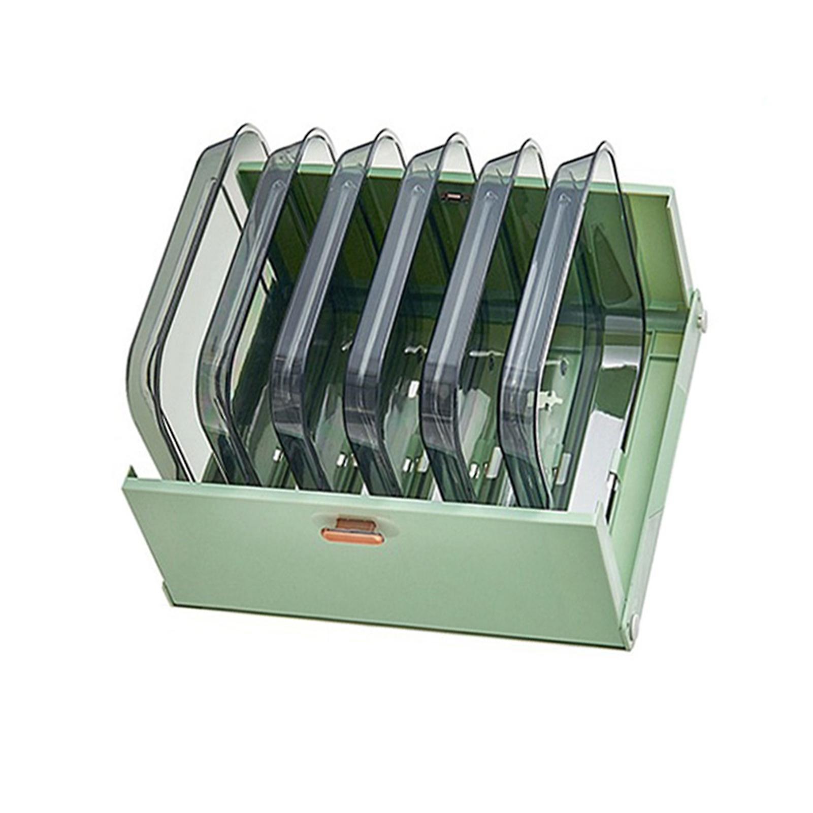 Kitchen Side Dishes Punch Free Foldable PET 6 Layers Wall Mounted Organization Rack Cooking Plates Storage Shelf Light Shirt Green