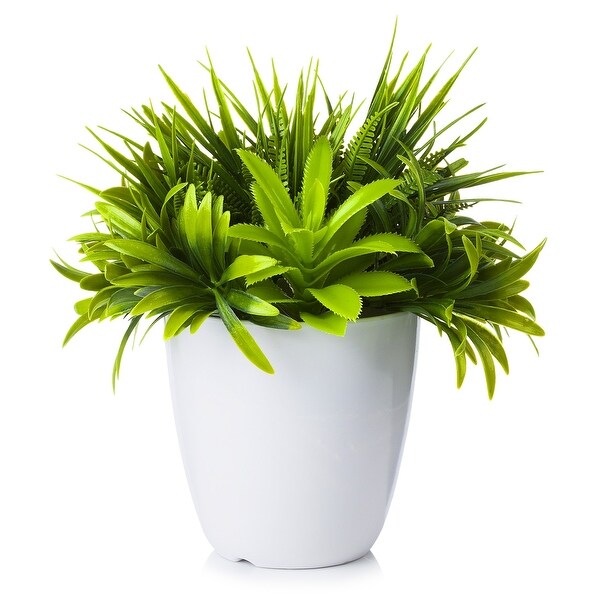 Enova Home Artificial Greenery Fake Plants in White Pot for Home Office Decoration