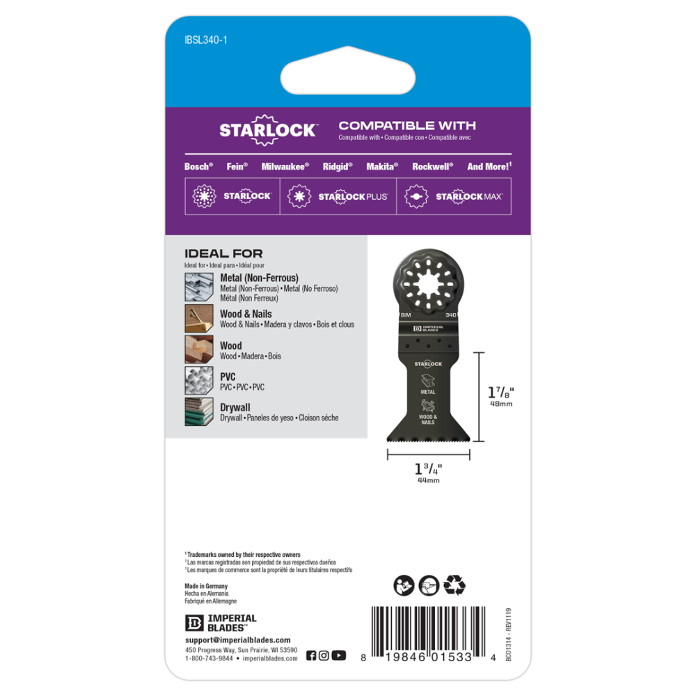 Starlock™ 1-3/4 Standard Metal Blade， 1PC