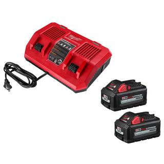 MW M18 18-Volt Lithium-Ion Dual Bay Rapid Battery Charger with 6.0Ah Battery Pack (2-Pack) 48-59-1802-48-11-1862