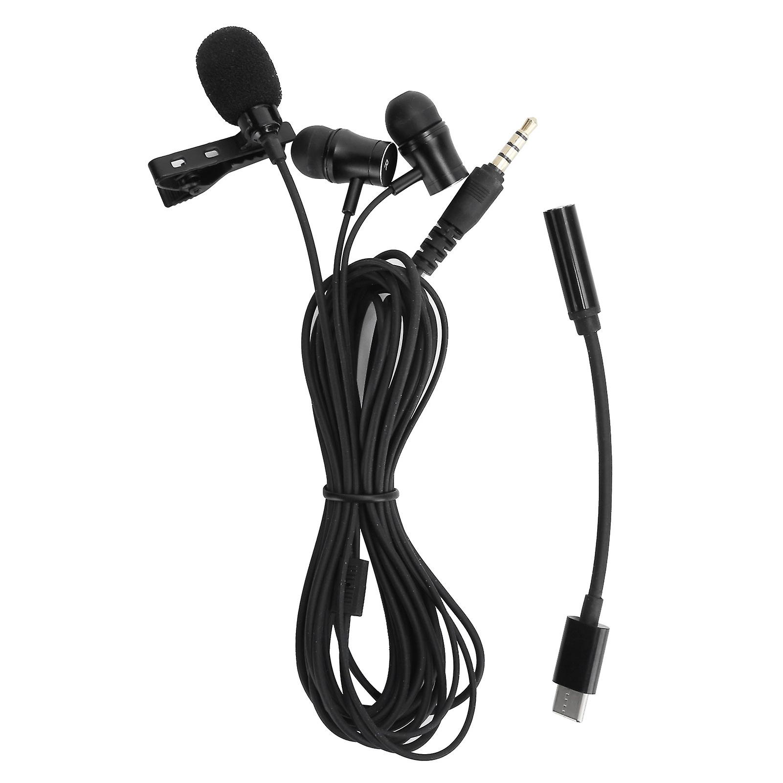 Capacitive Lavalier Microphone With In Ear Earphone Omnidirectional Clipon Lapel Mic