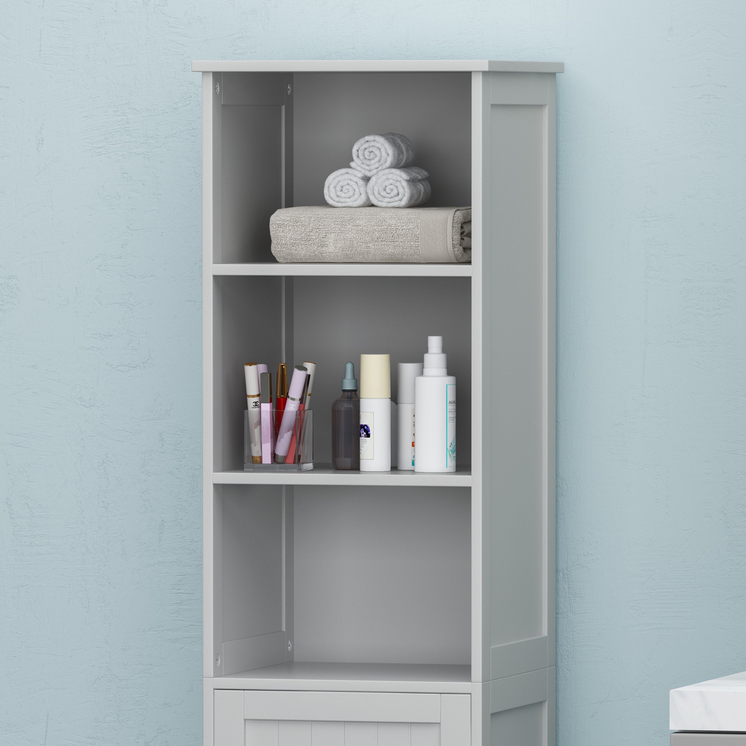 GDF Studio Schemkel Modern Free Standing Bathroom Storage Cabinet, Light Gray