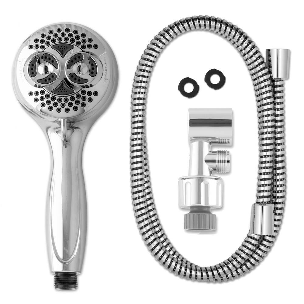 Waterpik 6-Spray 3.5 in. Single Wall Mount Handheld Shower Head in Chrome DSL-653E