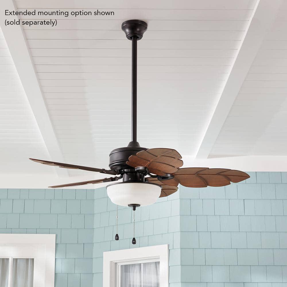 Home Decorators Collection Palm Cove 44 in IndoorOutdoor LED Natural Iron Ceiling Fan with Light Kit Downrod and Reversible Motor