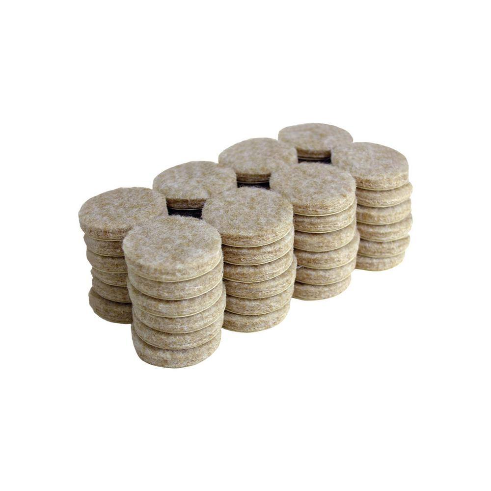 Everbilt 1 in. Beige Round Felt Heavy Duty Self-Adhesive Furniture Pads (48-Pack) 49972