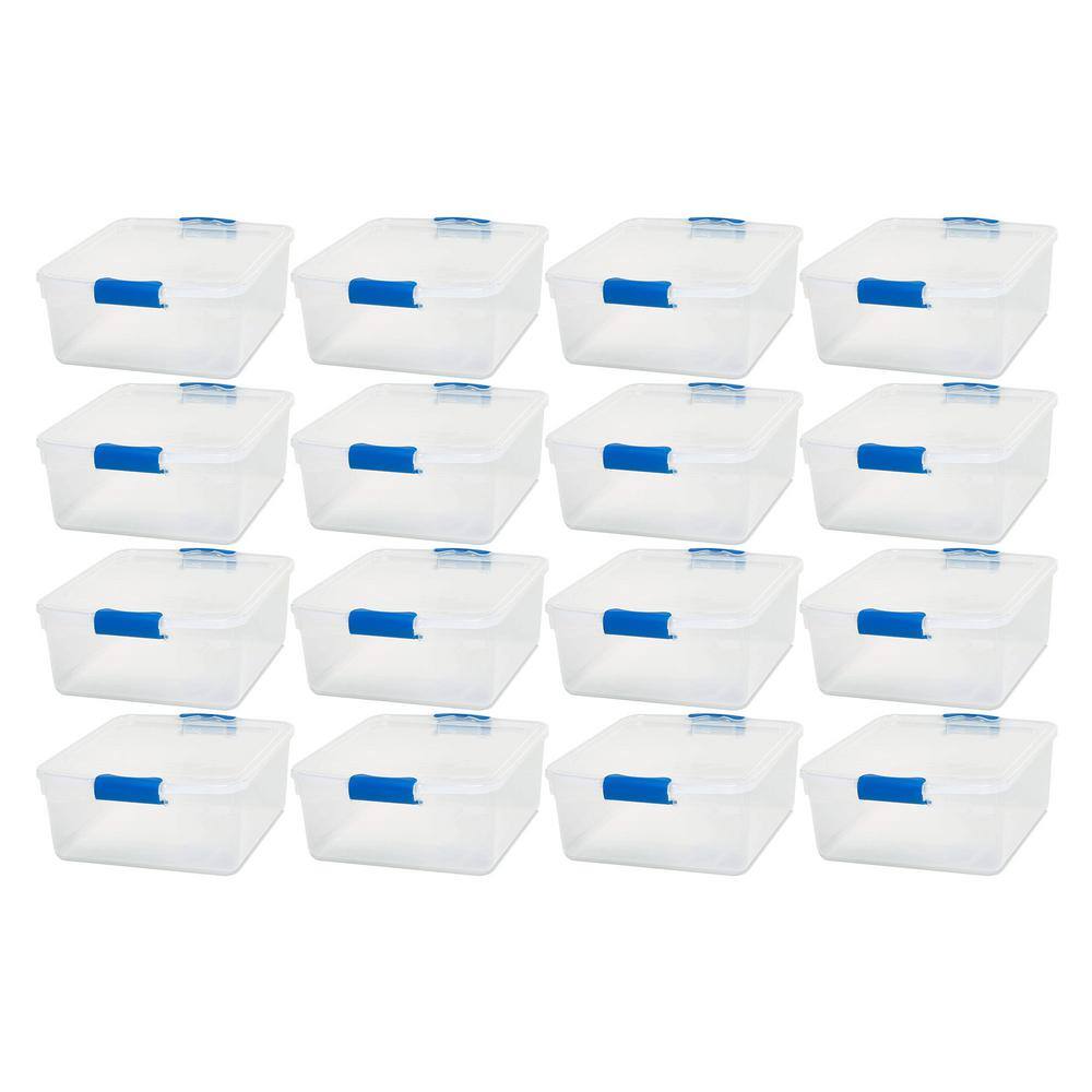 HOMZ 15.5 qt. Heavy Duty Clear Plastic Stackable Storage Containers (16-Pack) 4 x 3420CLRDC.04