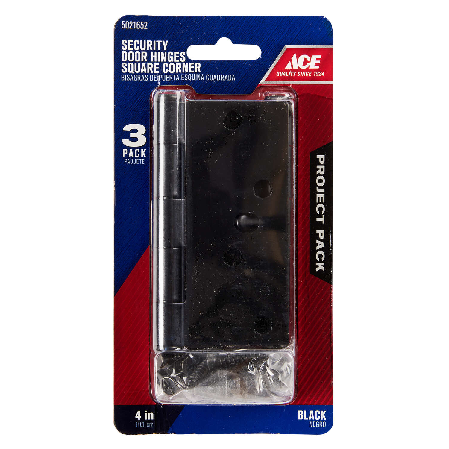 Ace 4 in. L Black Residential Door Hinge 3 pk