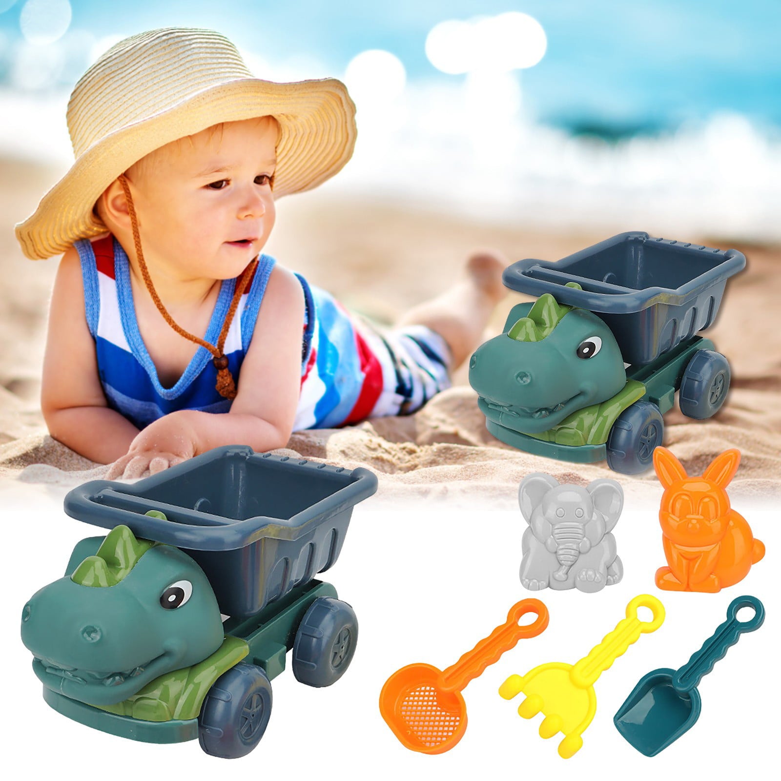 Beach Toy 6Pc Beach Shovel Children'S Shovel Plastic Play Water Pull Sand Play Sand Toys Beach Toys Pool Toys For Toddlers 1-3 Plastic Multicolor