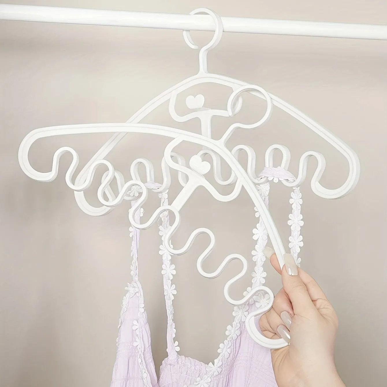 3pcs Space Saving Multifunctional Wave Shaped Clothes Hanger for Underwear, Bra, Pajama, Silk Scarf, and Handbag