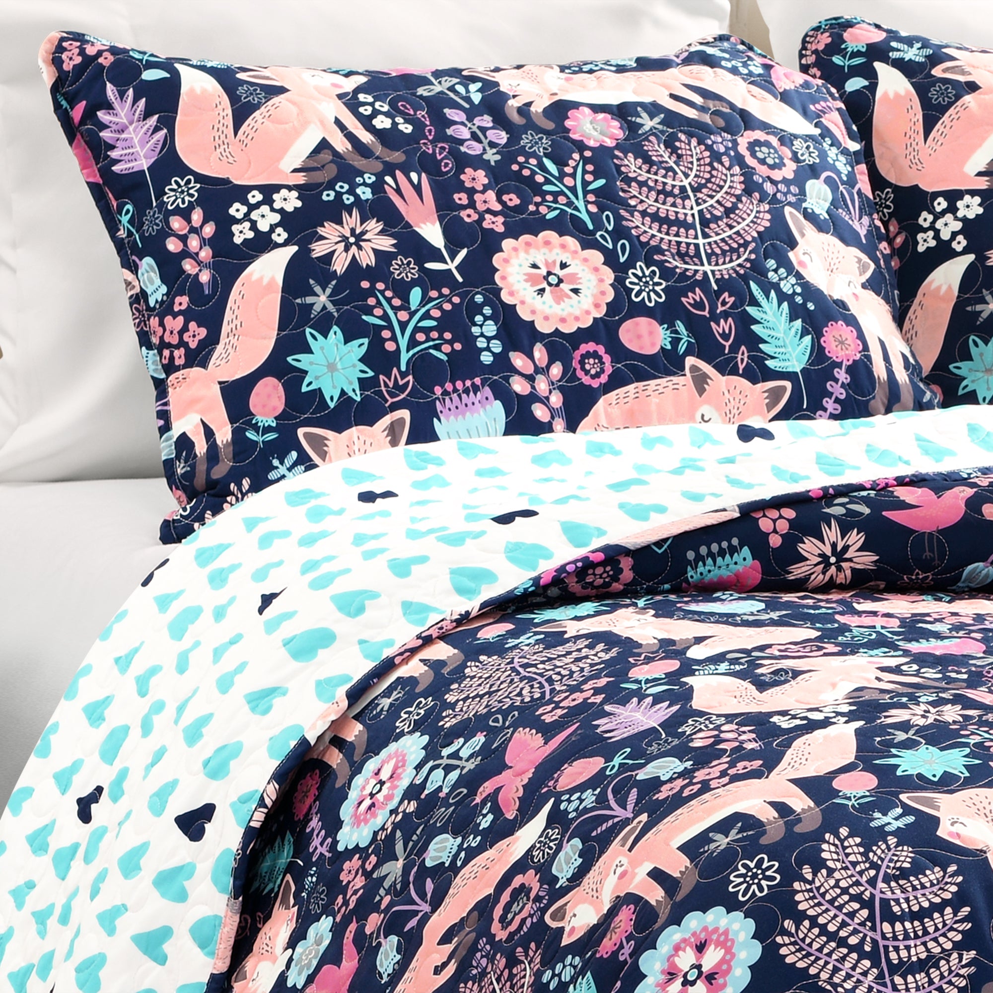 Pixie Fox Quilt 4 Piece Set Full/Queen Size