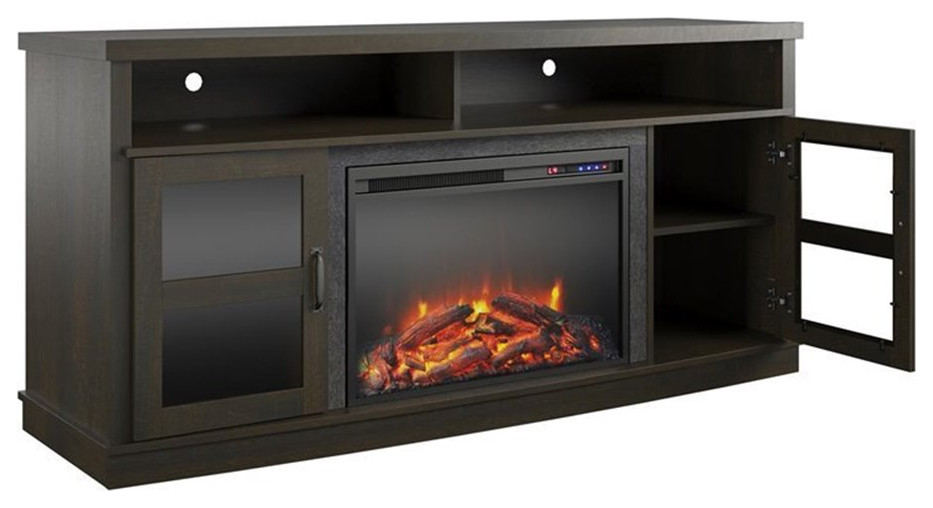 Beaumont Lane Modern Wood Fireplace TV Stand for TVs up to 65 quotin Espresso   Transitional   Entertainment Centers And Tv Stands   by Homesquare  Houzz