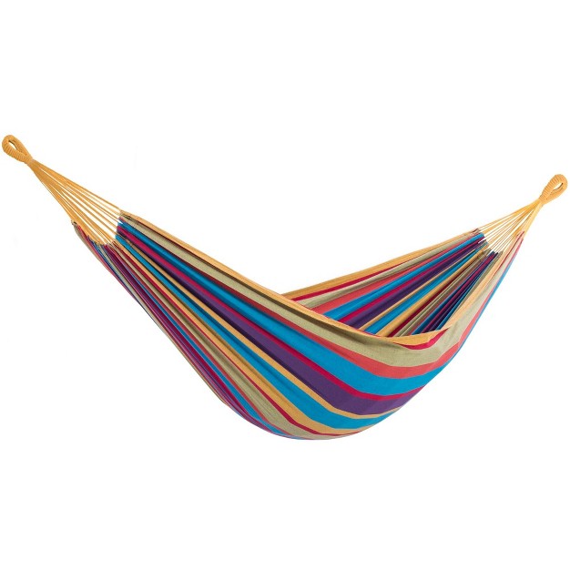 The Hamptons Collection 144 Yellow And Purple Striped Two Person Brazilian Style Hammock