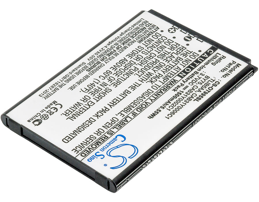 Alcatel One Touch 993D One Touch 995 OT99 1500mAh Replacement Battery BatteryClerkcom Mobile Phone