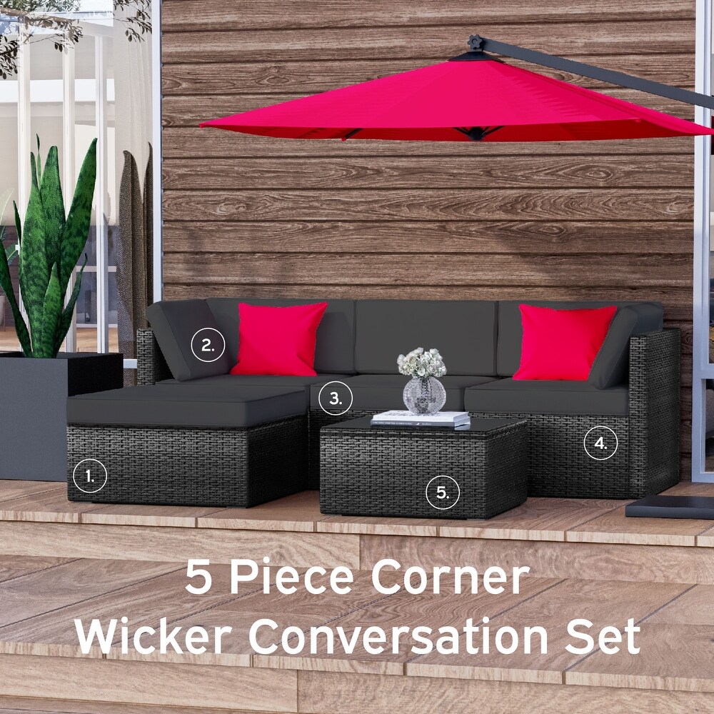 Nestl 5 Piece Outdoor Wicker Patio Furniture Set   Patio Furniture Set with Sectional Patio Seating