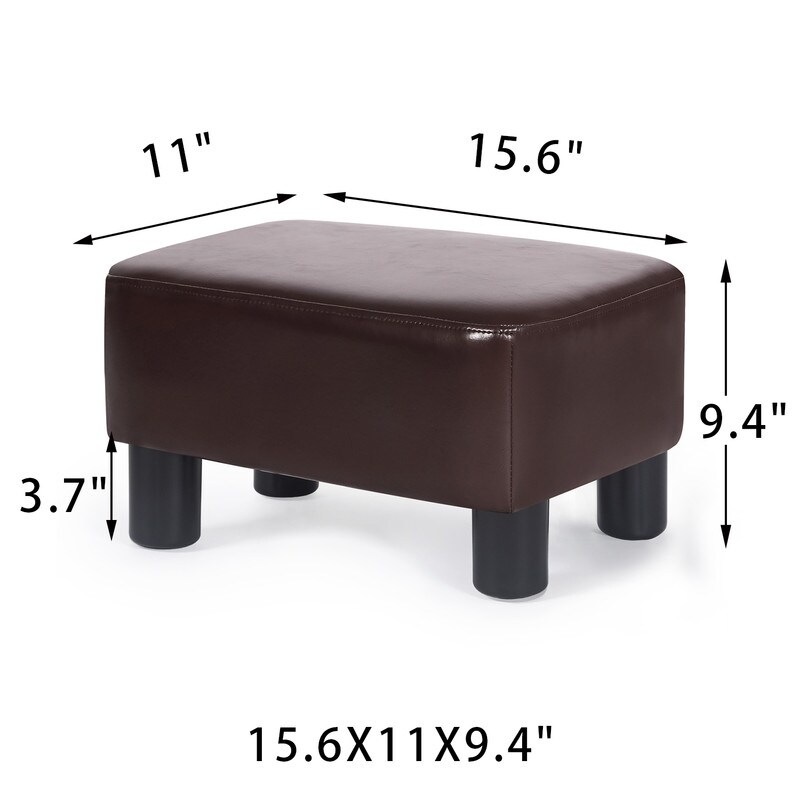 Adeco Small Rectangle Footstool PU Leather Ottoman Footrest Modern