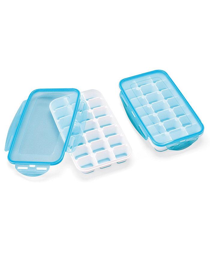 Collections Etc Easy Release Ice Cube Trays with Snap Close Lids - Set of 2