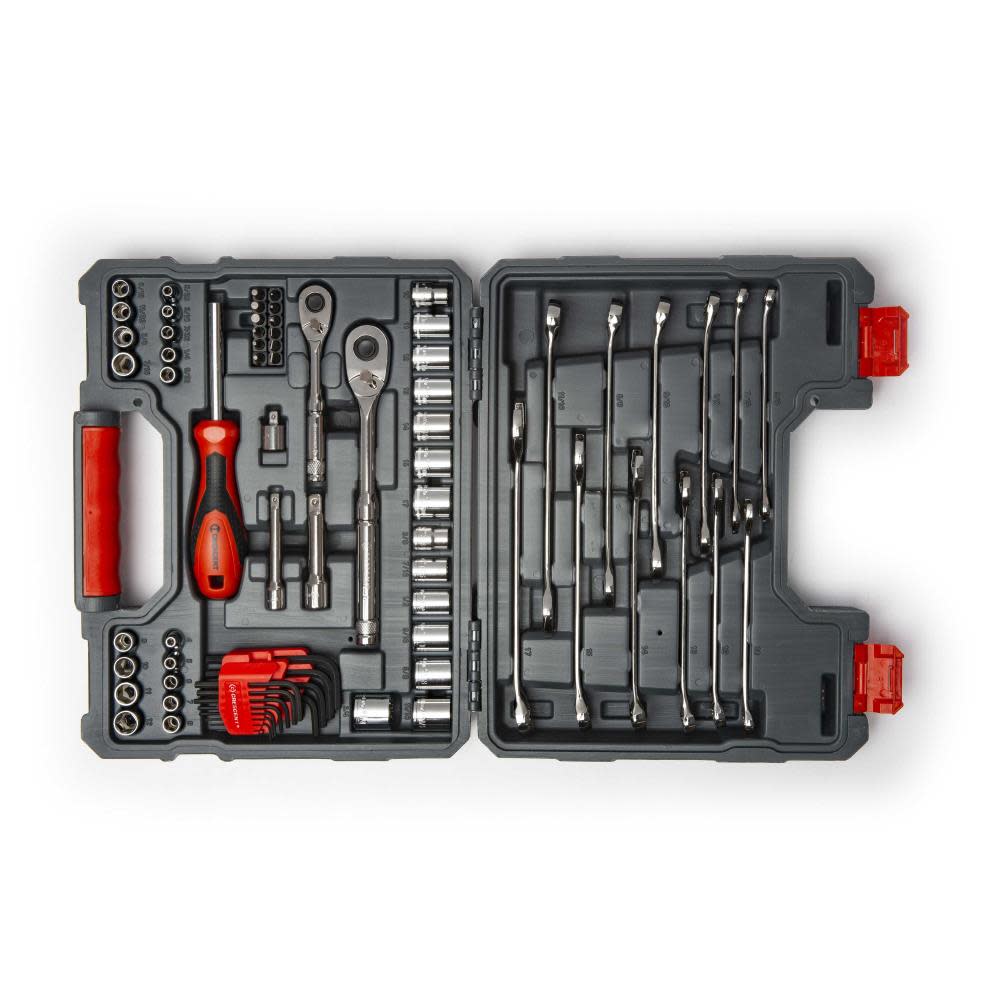 70 Pc 1/4 and 3/8 Drive 6 and 12 Point Standard SAE/Metric Mechanics Tool Set ;