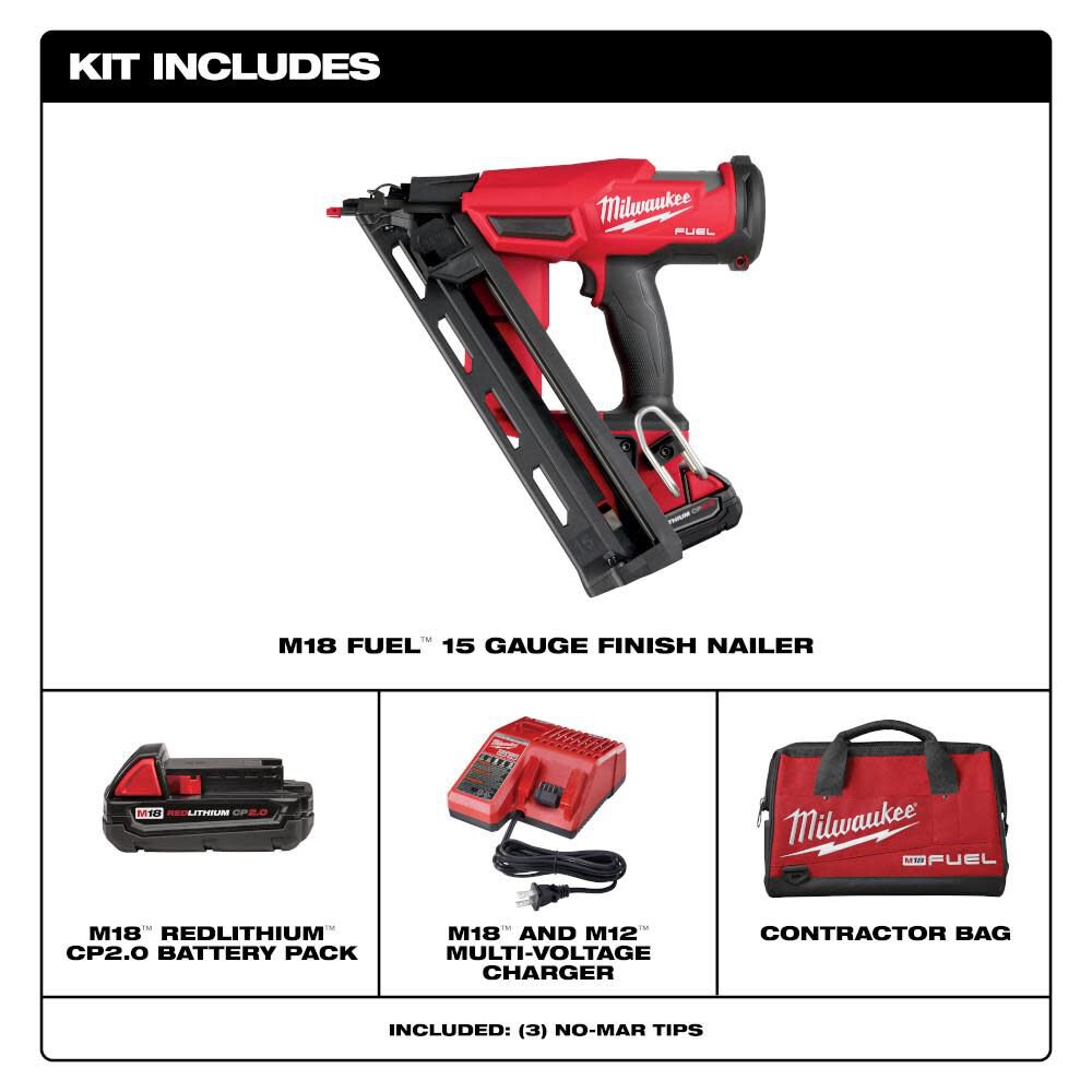 Milwaukee M18 FUEL 15 Gauge Finish Nailer Kit 2839-21CT from Milwaukee