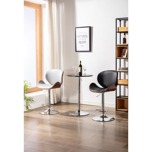 Porthos Home Reina Swivel Bar Stool， Height Adjustable， PU Upholstery