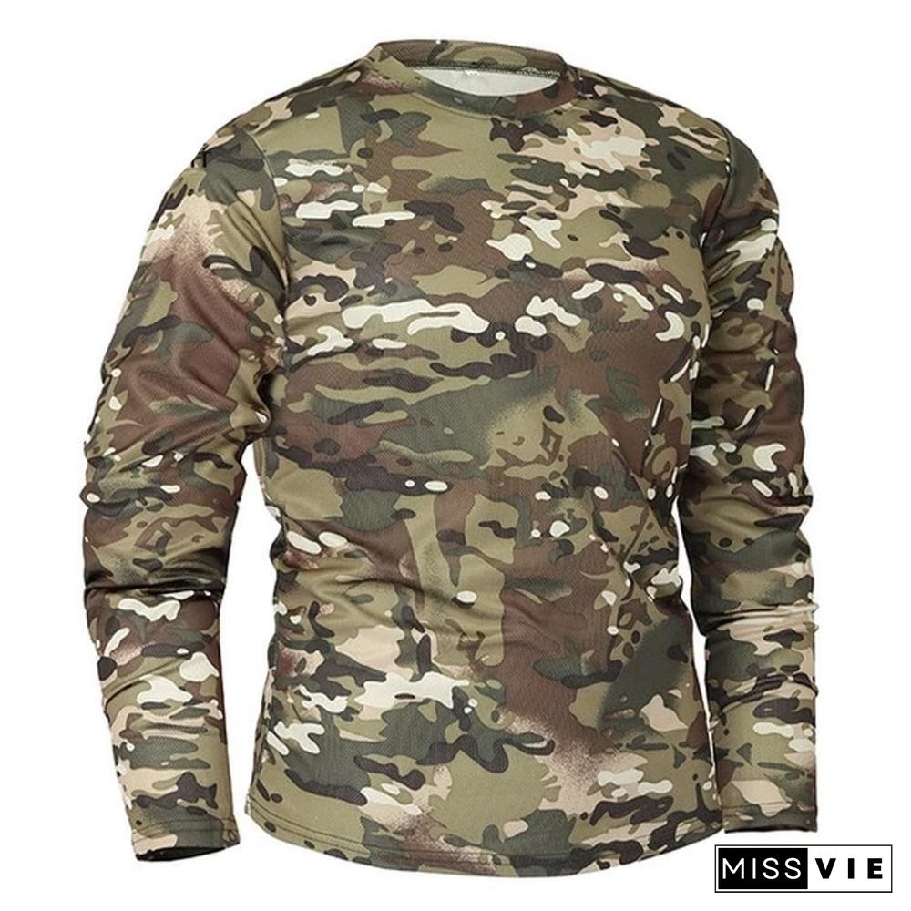 Men Long Sleeve Tactical Camouflage T-shirt camisa masculina Quick Dry Military Army shirt