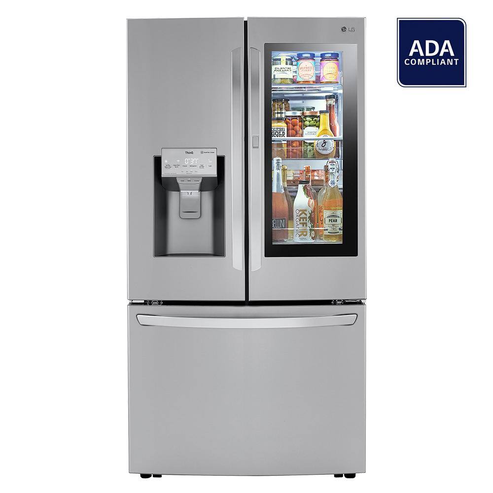 LG 23 cu. ft. French Door Smart Refrigerator w InstaView Dual and Craft Ice in PrintProof Stainless Steel Counter Depth LRFVC2406S