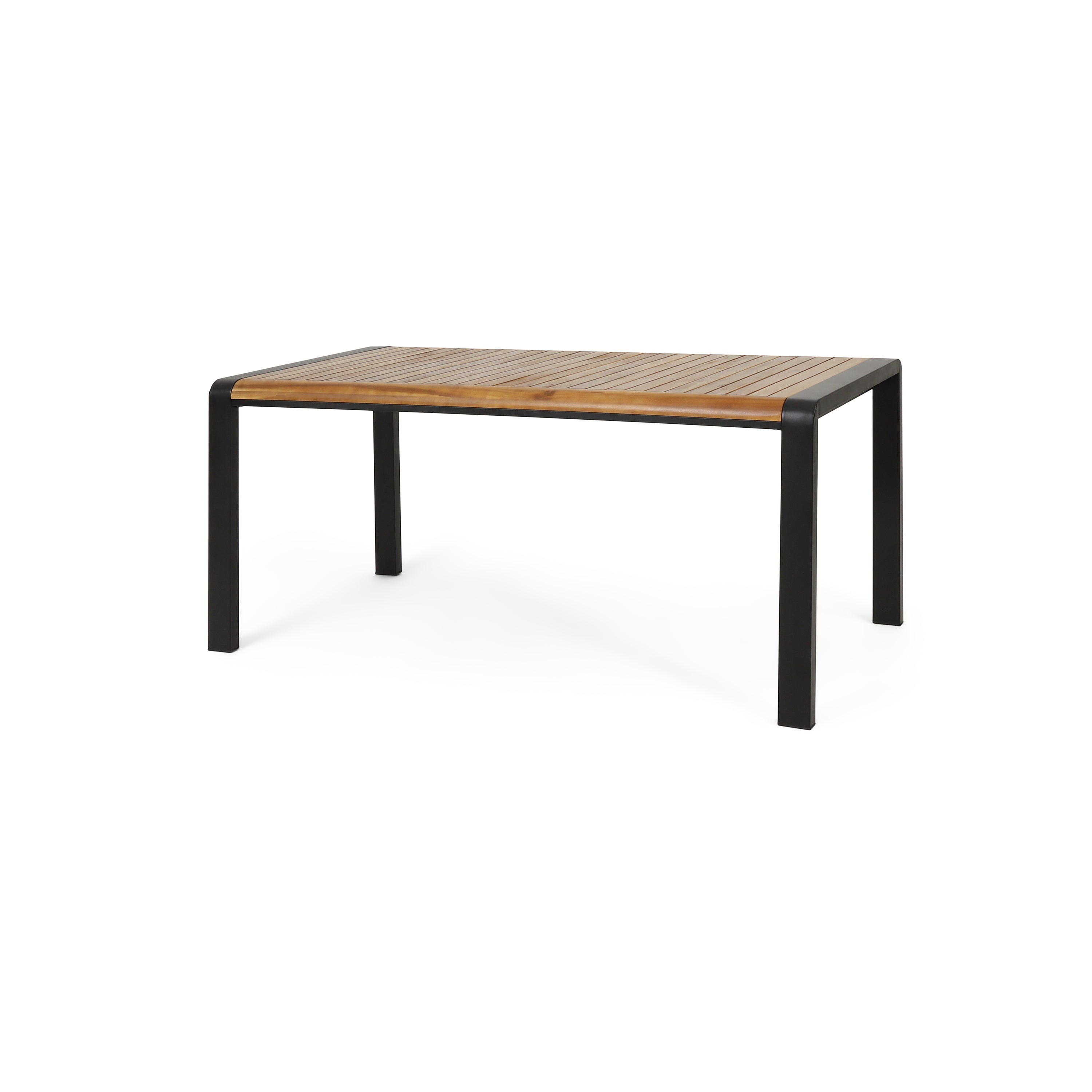 Roseland Outdoor Acacia Wood Dining Table, Teak and Black