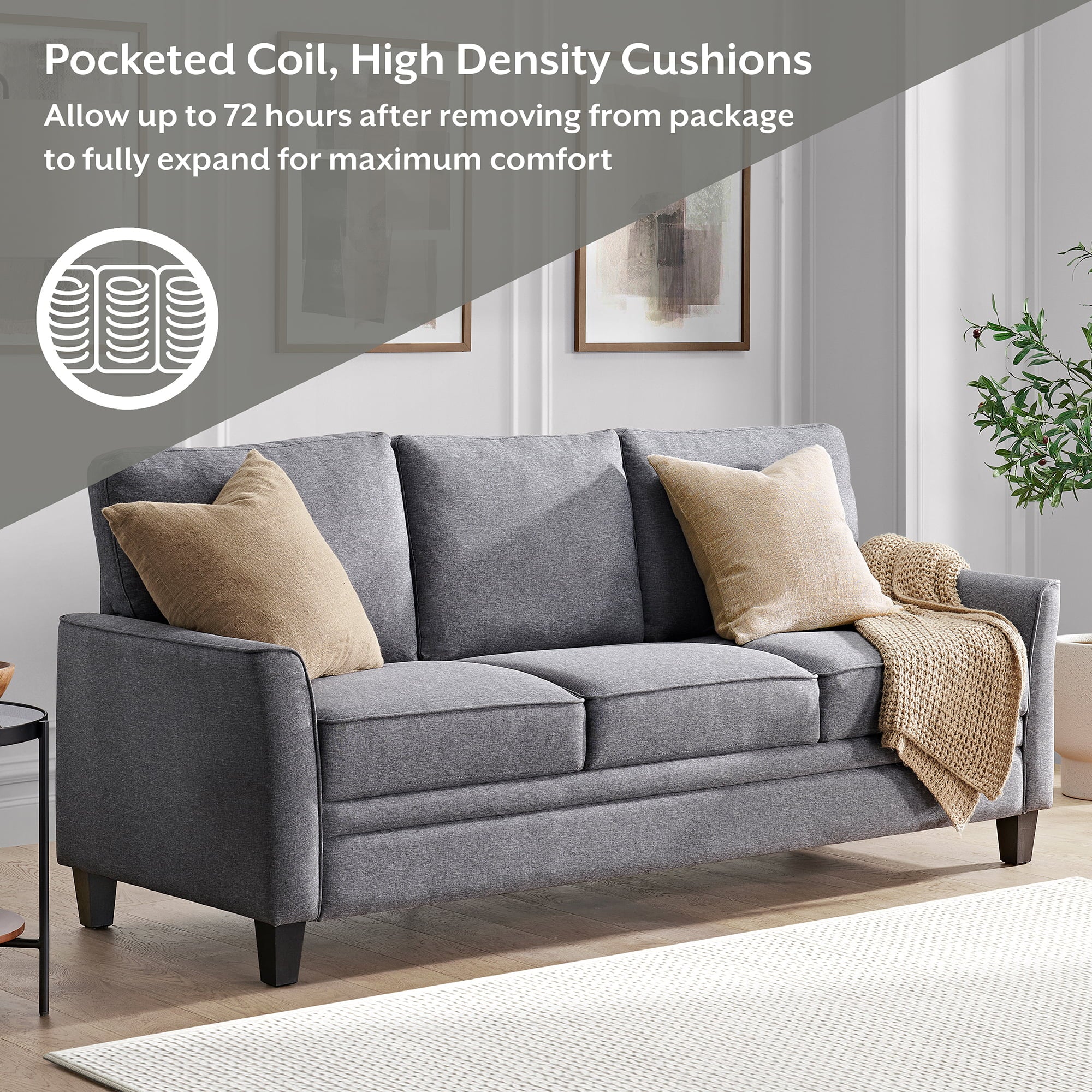 Mainstays Auden 3 Seat Sofa, Gray