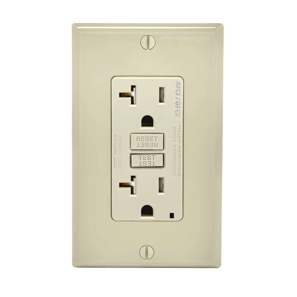 Leviton SmartlockPro AFCI/GFCI Outlet 20A 125V Duplex LightAlmond