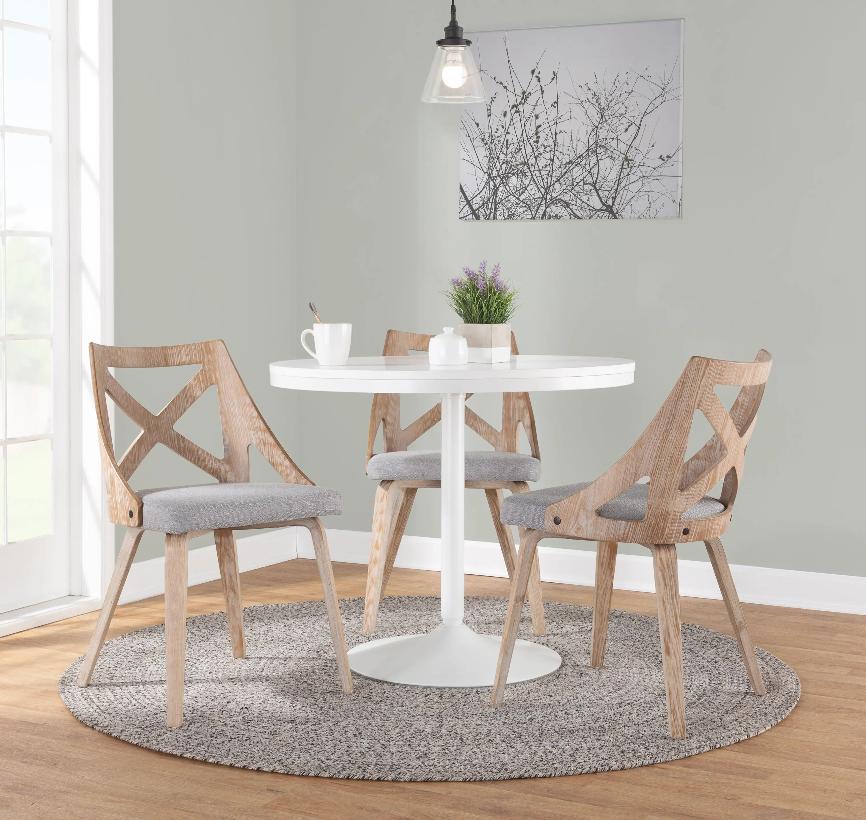 Charlotte Light Brown and Light Gray Dining Chairs， Set of 2