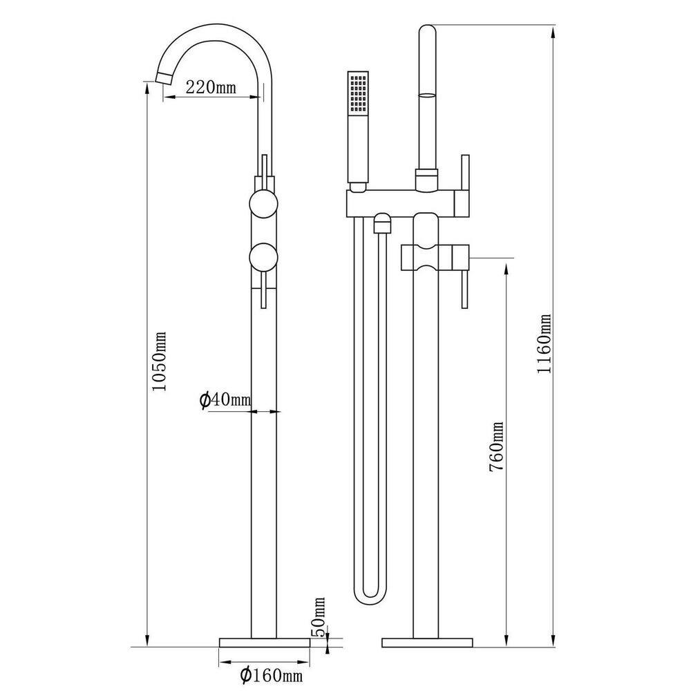 Nestfair Single-Handle Floor Mount Roman Tub Faucet with Hand Shower in Brushed Nickel SX-DR518N