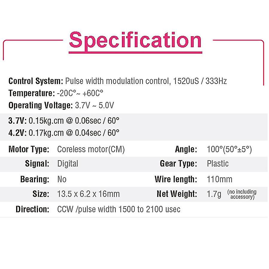 D1302 Mini 1.7g Large Torque Mini Digital Jst1.0 Connector For Rc Model Drone Airplane Helicopter