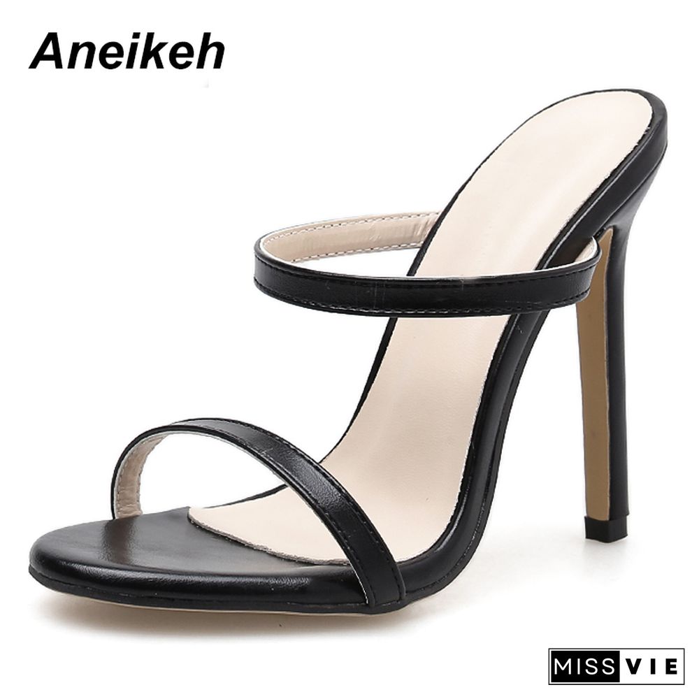 Aneikeh Women Sandals Stiletto High Heel Shoes Strap Ankle Wrap OL Sexy Pumps Party Dress Dropshipping Shoes Size 35-40