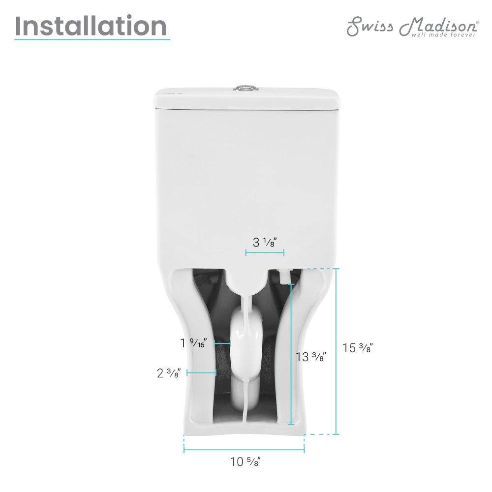 Swiss Madison Carre 10 in. 1-piece 1.11.6 GPF Dual Flush Square Toilet in Glossy White Seat Included SM-1T276