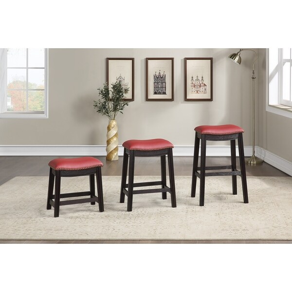 Burgundy PU Upholstery Bar Stool， Set of 2