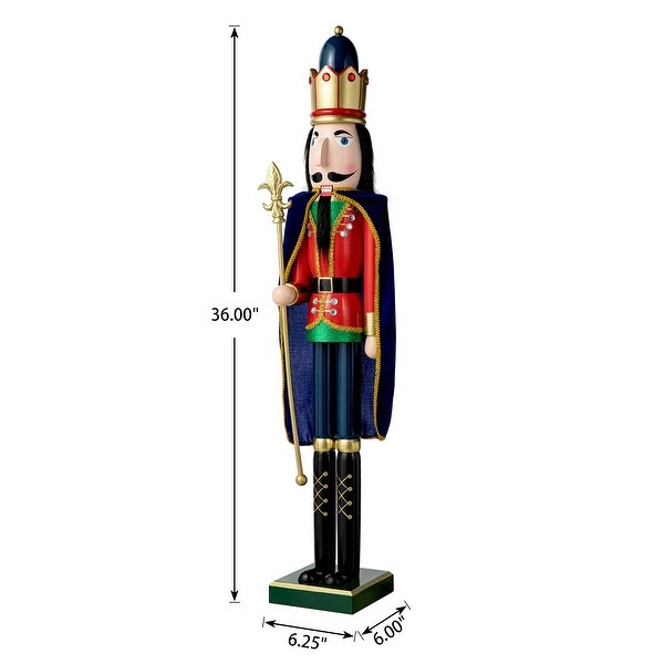 Glitzhome 36inch Wooden Christmas King/Drummer Nutcracker