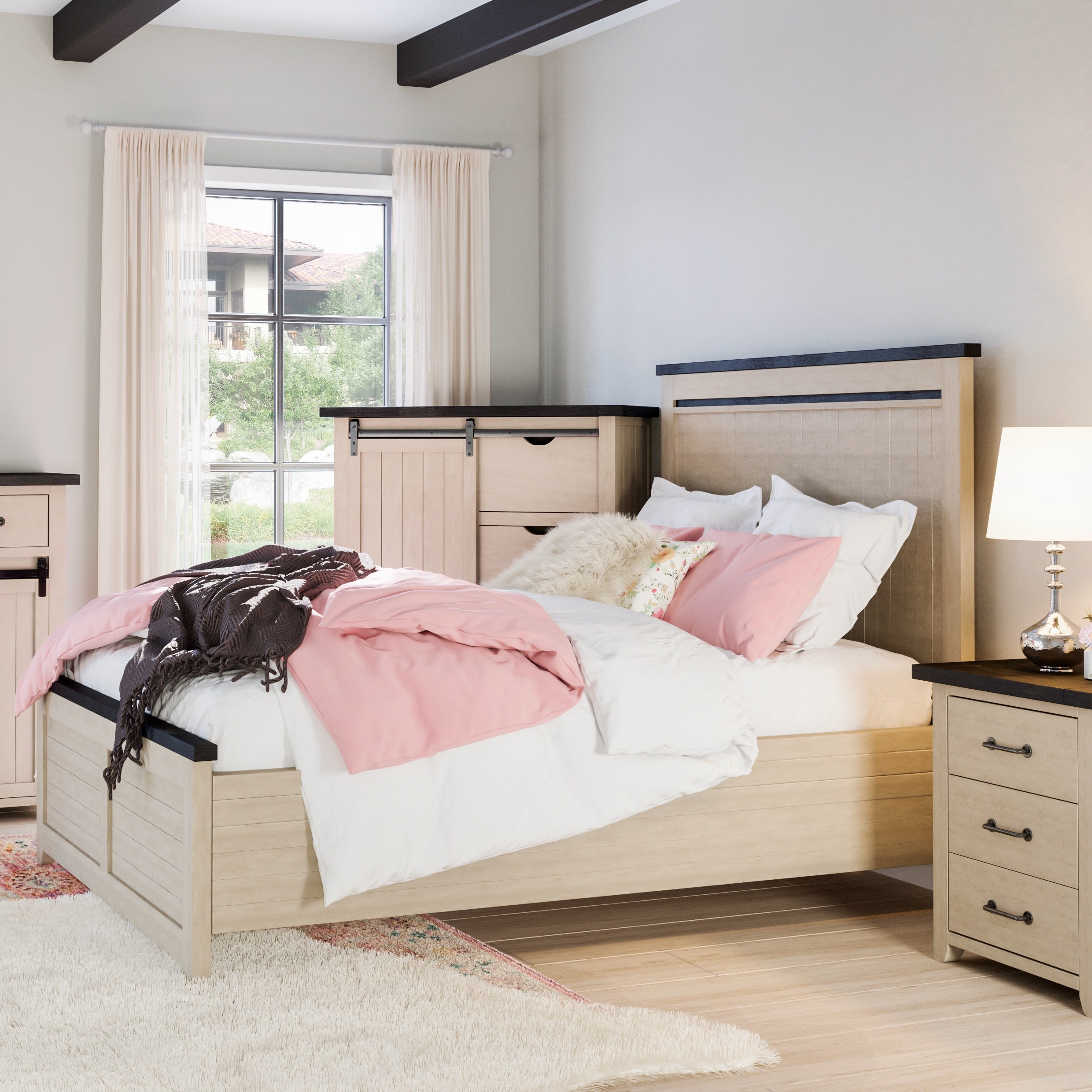 Loft Queen Panel Bed in Vintage White