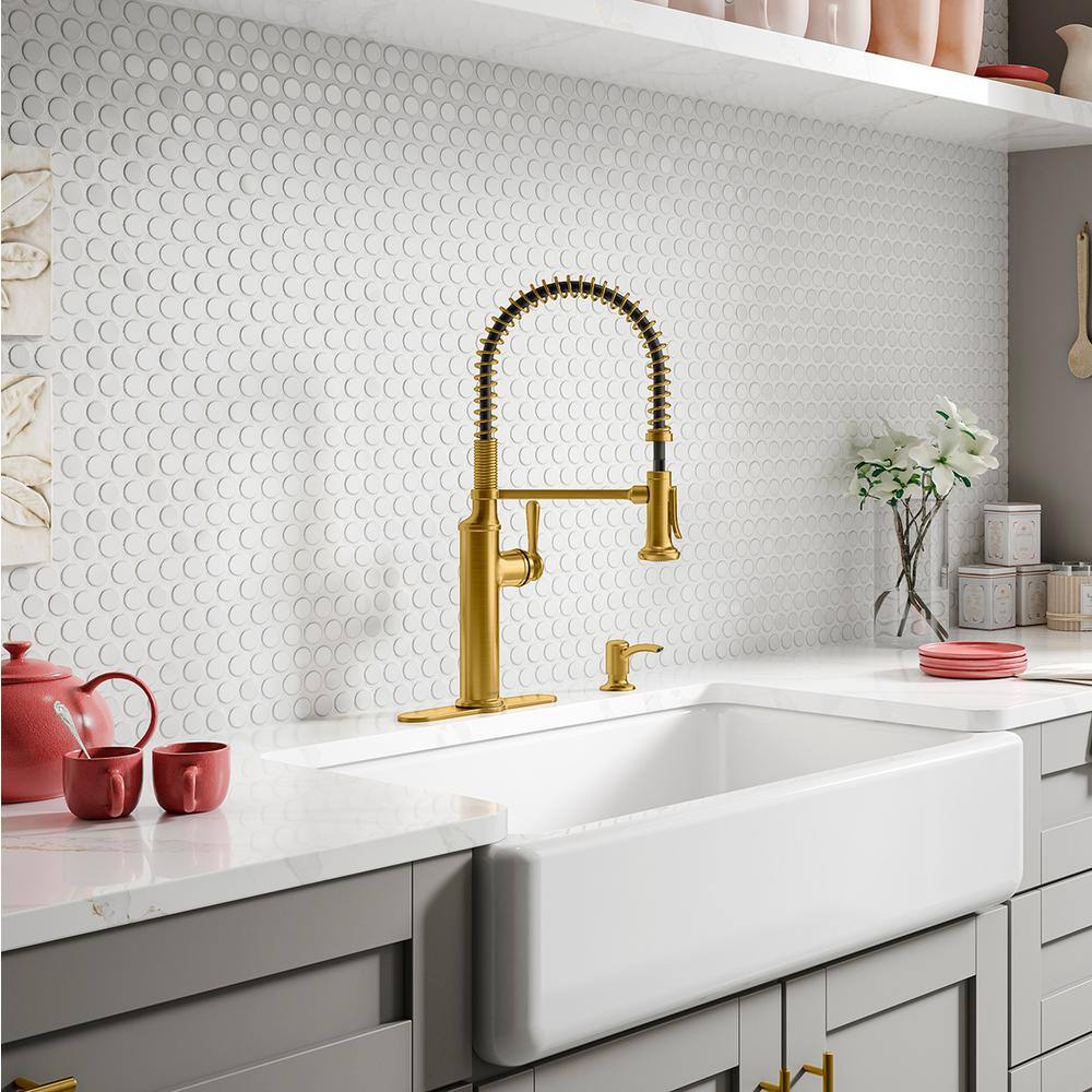 KOHLER Sous Pro-Style-Single Handle Pull Down Sprayer Kitchen Faucet in Vibrant Brushed Moderne Brass K-R10651-SD-2MB