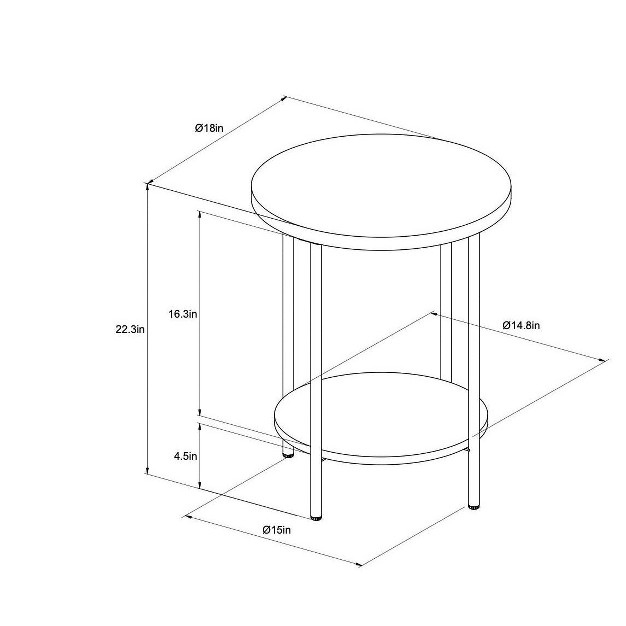 Wood And Metal Round End Table