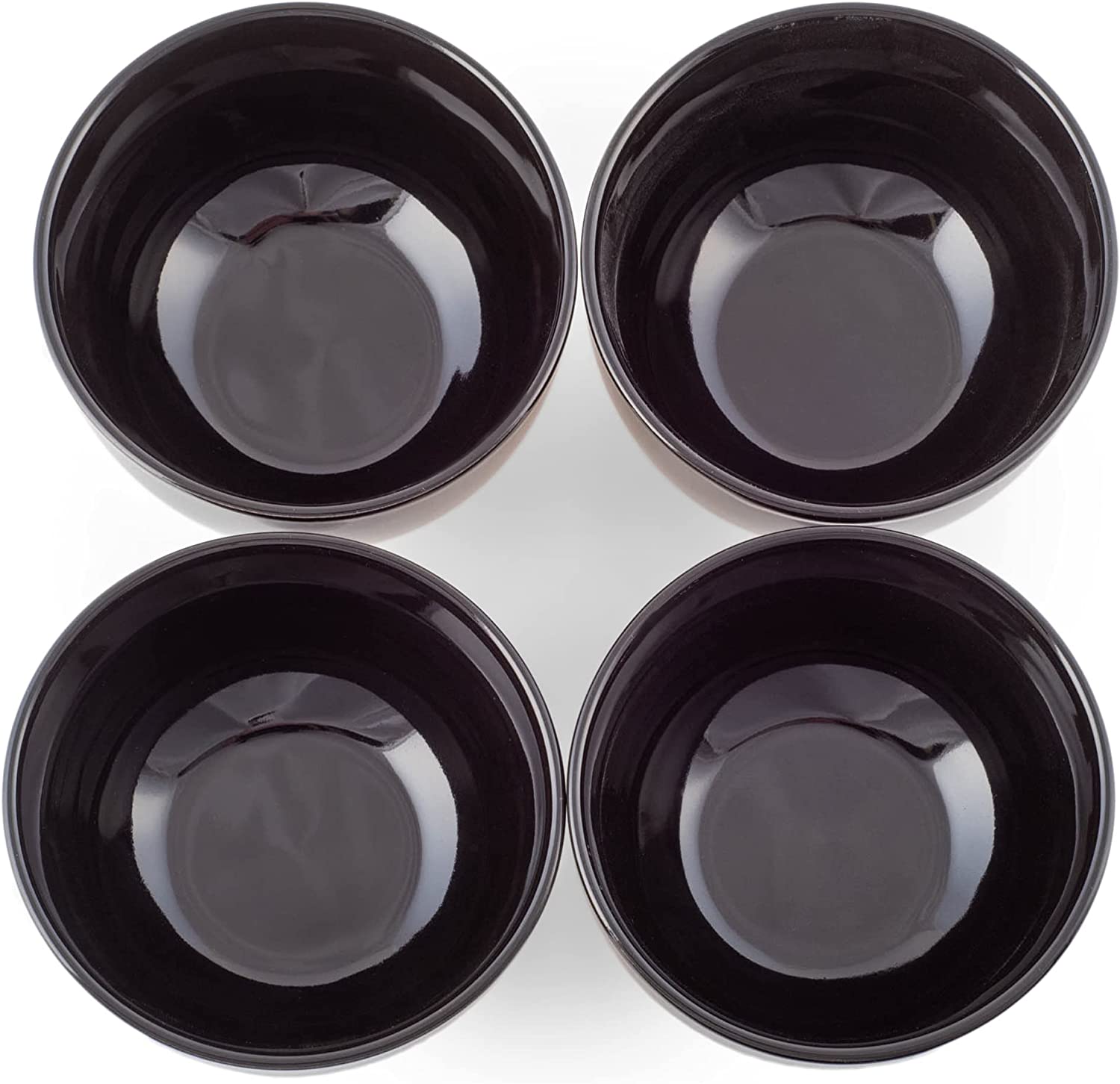 Elanze Designs Bistro Glossy Ceramic 4 inch Dessert Bowls Set of 4， Black