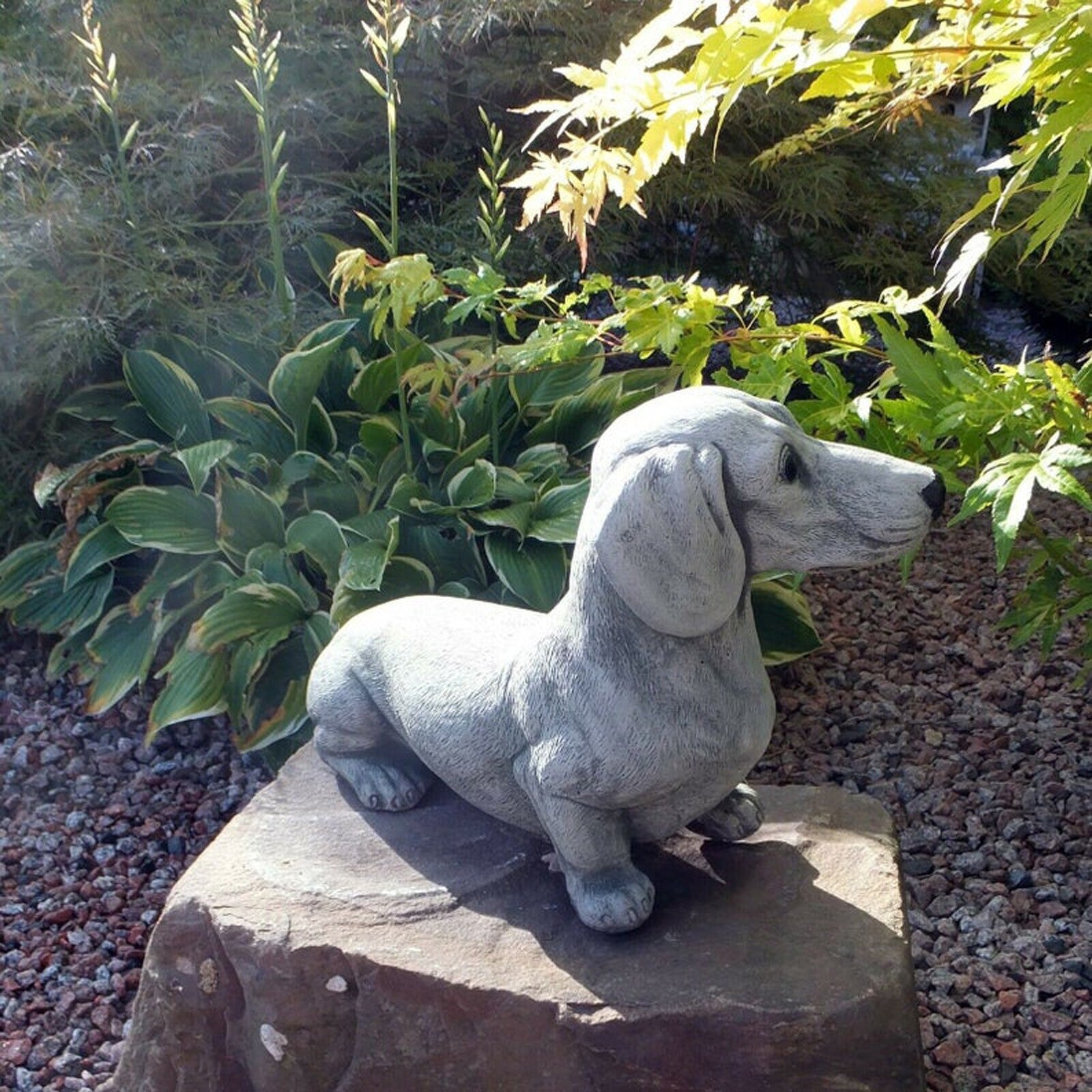 Dachshund Statue Garden Decor Memorial Dog Figurines Puppy Lying Down Decor